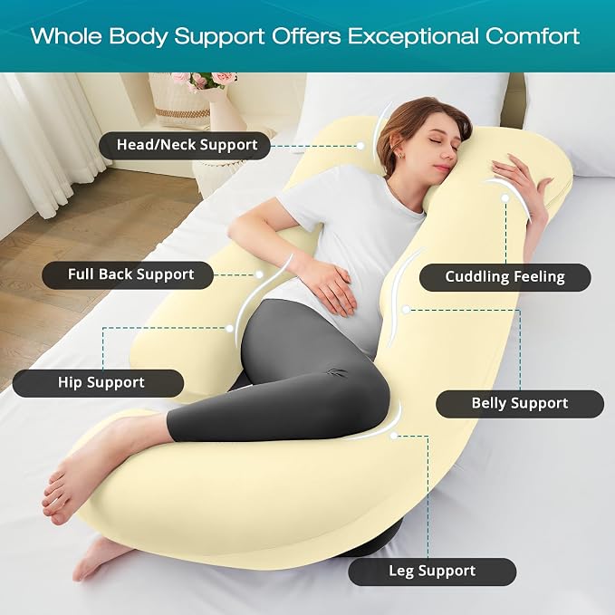 Sasttie Pregnancy Pillows for Sleeping, U Shaped Cooling Full Body Pregnancy - Image 2