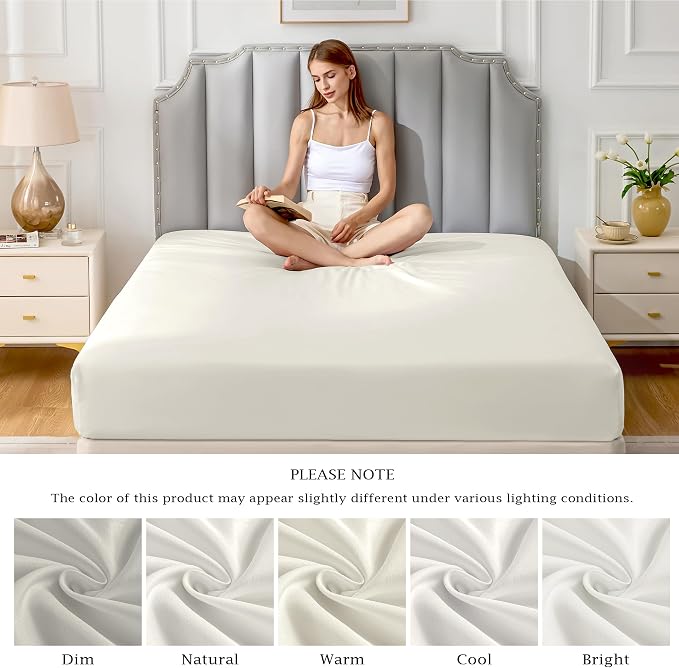 FreshCulture Pure Cotton Fitted Sheets Twin XL Size, 300 Thread Count Percale - Image 7