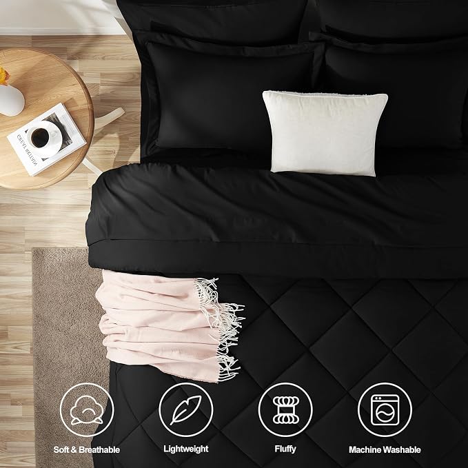 CozyLux Full Size Comforter Sets Black - Image 2