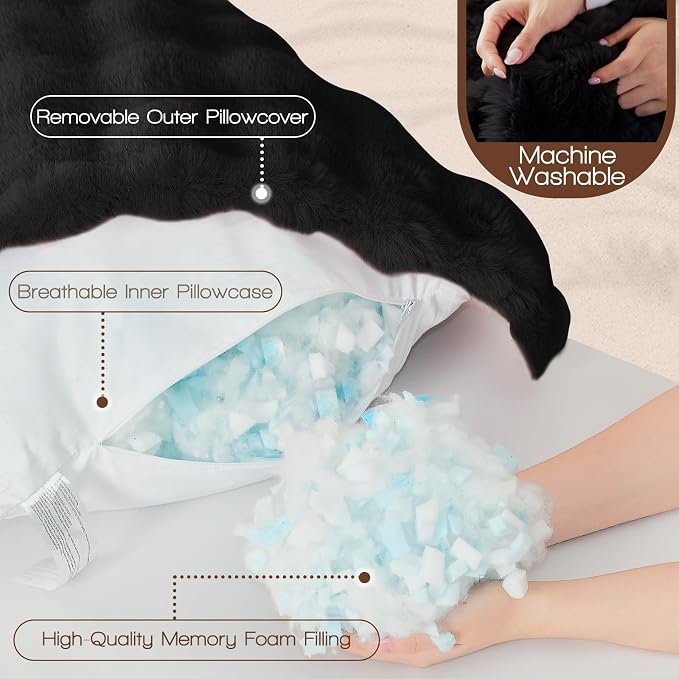 YZ HOME Faux Fur Fluffy Body Pillow - Image 4