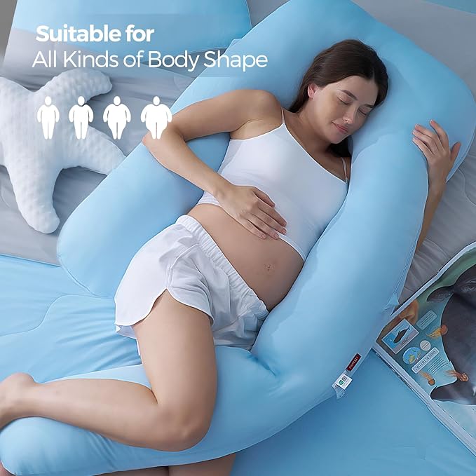 Momcozy Pregnancy Pillow with Cooling Cover, Dreamlign U Pro Maternity Pillow - Image 8