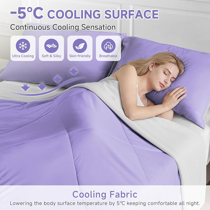 HOMFINE Cooling Comforter Queen Size, Japanese Double-Sided Cold Tech Fabric - Image 2
