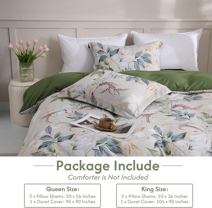 LONAVA King Botaincal 3 Pcs Duvet Cover Set, Breathable Soft Microfiber Forest - Image 6