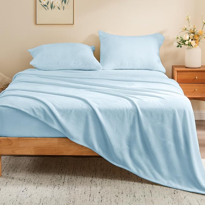 BEDELITE Flannel Sheets Twin Size Blue - Image 2