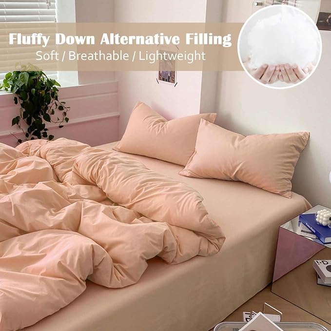 Nanko Peach Coral King Size Comforter Set, Soft Microfiber Down Alternative - Image 2