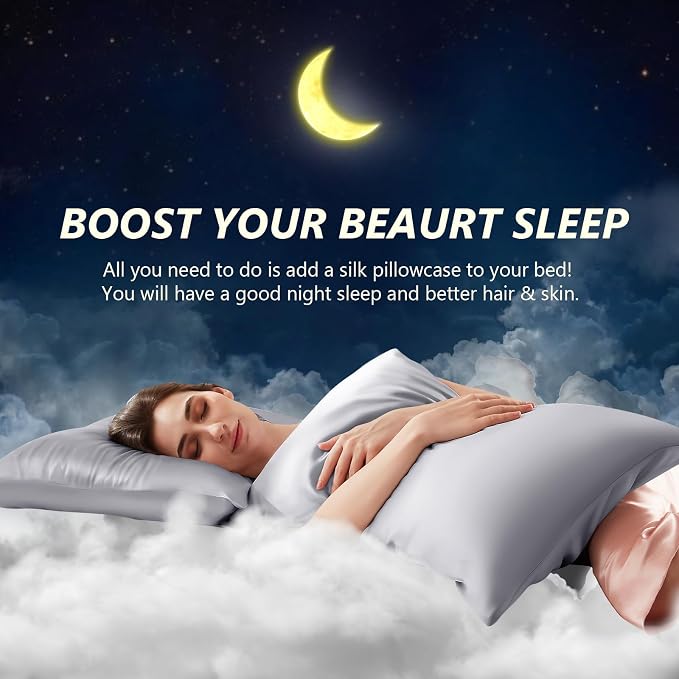 Silk Pillow Cases 2 Pack Queen Size Mulberry Silk Pillowcase Set of 2 - Image 3