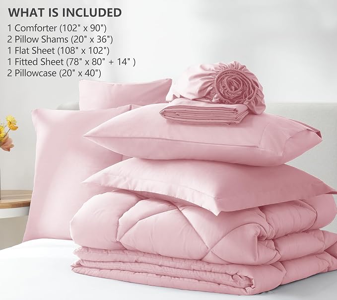 CozyLux King Size Comforter Sets Pink - Image 6