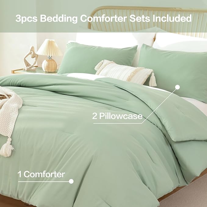 ROSGONIA Oversized Queen Comforter Sage Green - Image 3