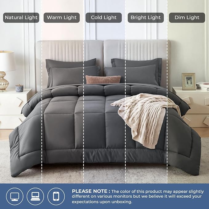 Sasttie California King Comforter Set, 7 Pieces Cal King Bed in a Bag, Complete - Image 8