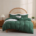 JSD Hunter Green Duvet Cover Set Queen Size, 3 Piece Duvet Cover by JSD
