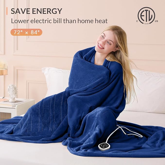 HOMLYNS LuxeHeat Heated Blanket Electric Blanket Full Size, Soft Flannel Sherpa - Image 6