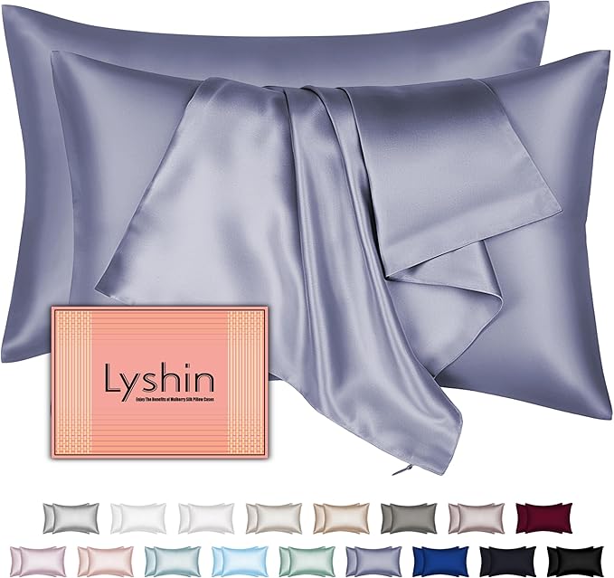 Silk Pillow Cases 2 Pack Standard Size by LYSHINSILKPILLOWCASES