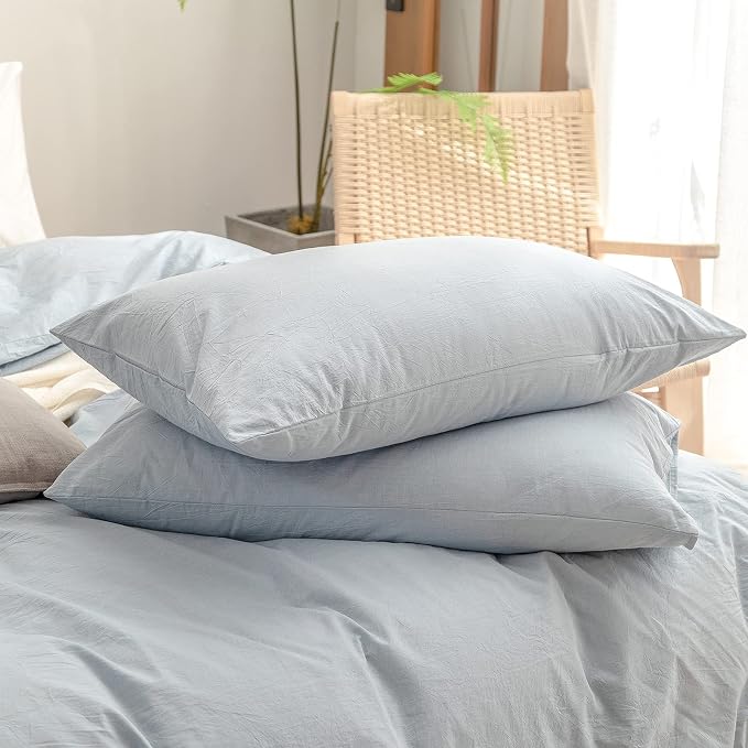 BESTOUCH Duvet Cover Set 100% Washed Cotton Linen Feel Super Soft Comfortable - Image 7