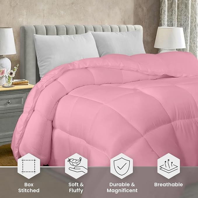 Utopia Bedding Twin Comforter Duvet Insert, Quilted Pink Comforter - Image 4