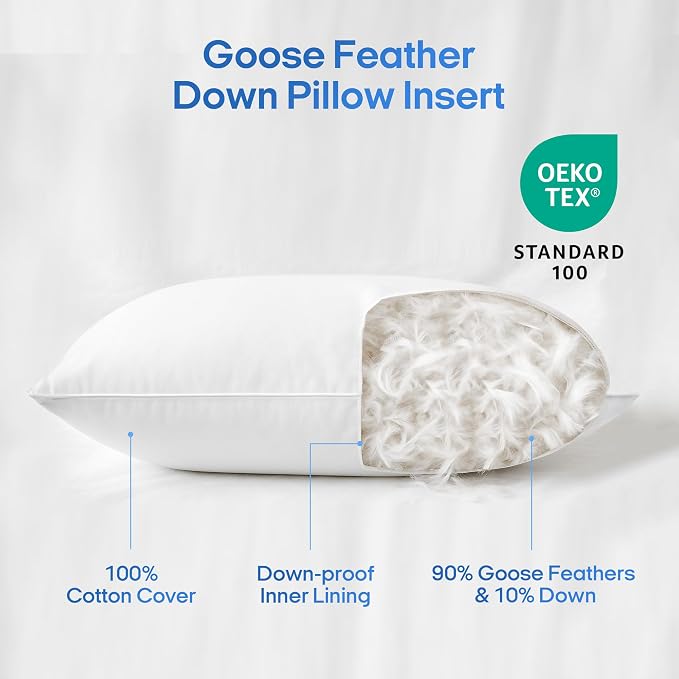 puredown® Cooling Goose Feather Down Pillow, King Size Bed Pillow Insert - Image 3
