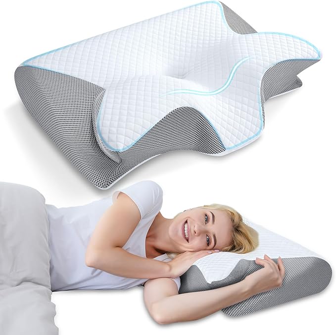 HOMCA Memory Foam Cervical Pillow, 2 in 1 Ergonomic Contour Orthopedic Pillow by HOMCA