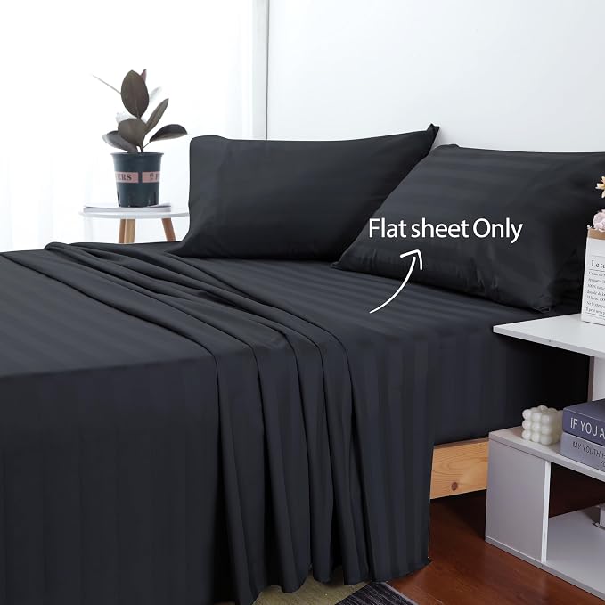 Cotton King Flat Sheet Only, 600 Thread Count 100% Egyptian Cotton Top Sheet - Image 2