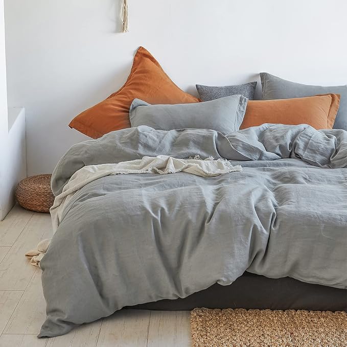 Simple&Opulence 100% Linen Duvet Cover Set 3pcs Basic Style Natural French - Image 7