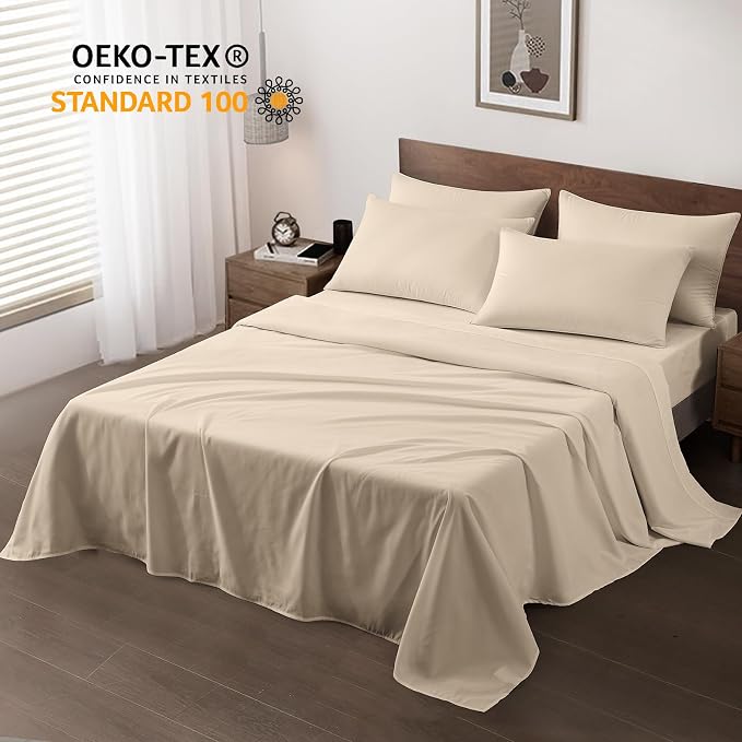 Maple&Stone King Flat Sheet 6 Pack, Premium Soft & Breathable, Brushed - Image 2
