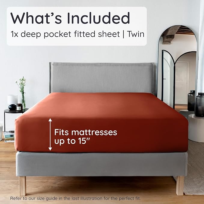 Bambaw 100% Viscose Derived from Bamboo Fitted Sheet Twin Size, Cooling Fitted - Image 2