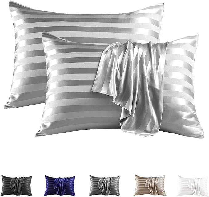 MR&HM Satin Pillowcase for Hair and Skin, Silk Satin Pillowcase 2 Pack by MRHM