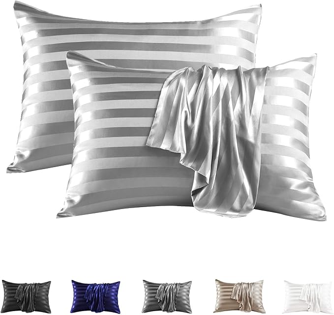 MR&HM Satin Pillowcase for Hair and Skin, Silk Satin Pillowcase 2 Pack by MRHM