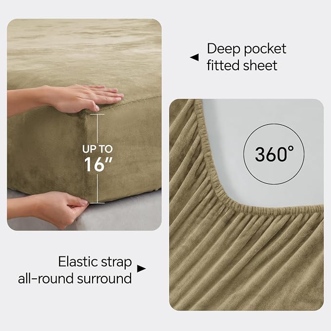 BEDELITE Flannel Sheets King Size Camel - Image 4