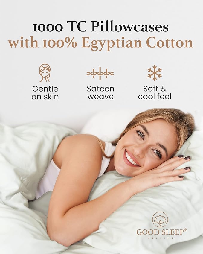 1000 TC Sage Standard Pillowcases Set of 2 100% Egyptian Cotton Pillow Cases - Image 4