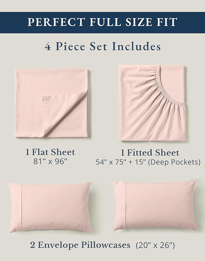 LANE LINEN 100% Organic Cotton Sheets Full Size Bed, Machine Washable Fully - Image 4