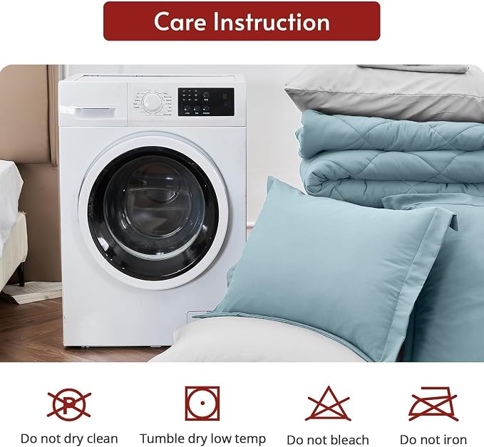 MUXHOMO 7 Pieces King Comforter Set, Reversible Bed in a Bag King Size - Image 9