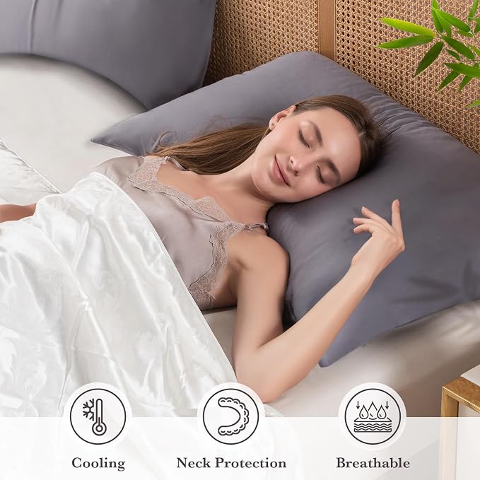 Curved Pillow Case King Size, Side Sleeper Pillow Cases Cover Cooling Rayon - Image 3