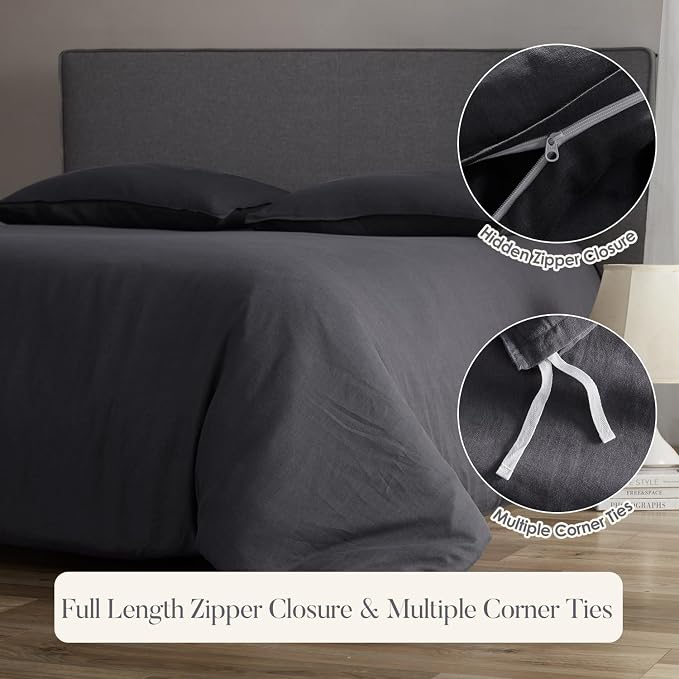 DAPU 100% Linen Duvet Cover, Pure Natural French Flax Linen - Image 4