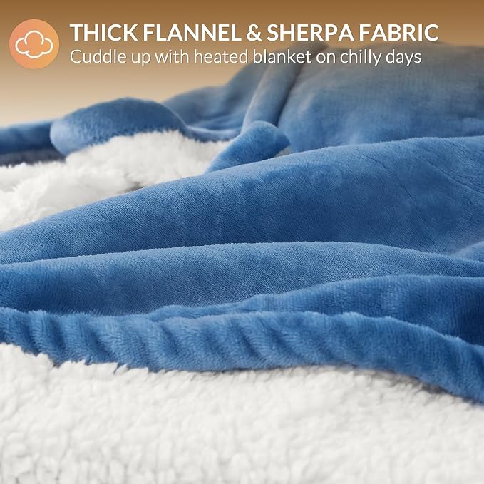 HOMLYNS LuxeHeat Heated Blanket Electric Blanket King Size, Soft Flannel Sherpa - Image 5