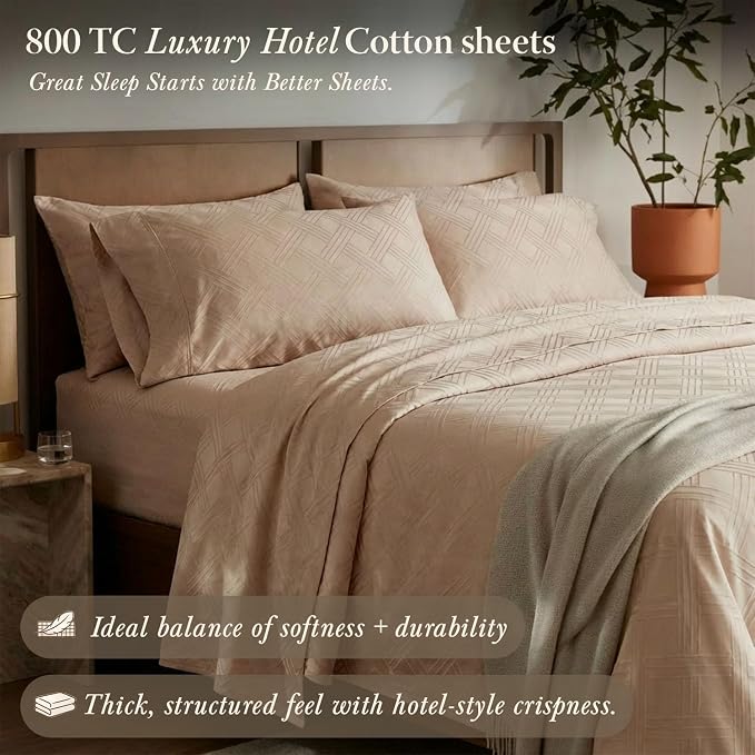 Threadmill Twin Sheets for Twin Mattress | 800 Thread Count Jacquard Celine - Image 2