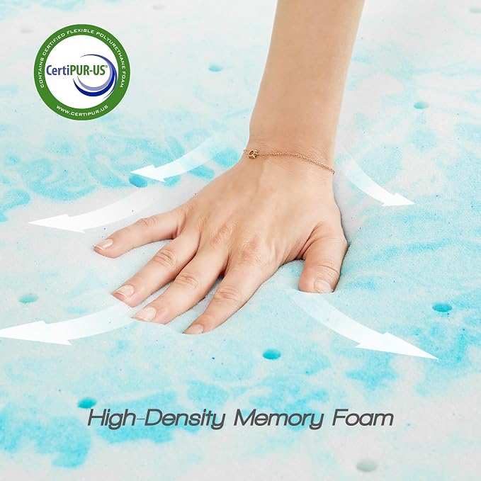 Sweetcrispy Mattress Topper Twin, 3 Inch Thick Memory Foam Gel Infused Cooling - Image 4