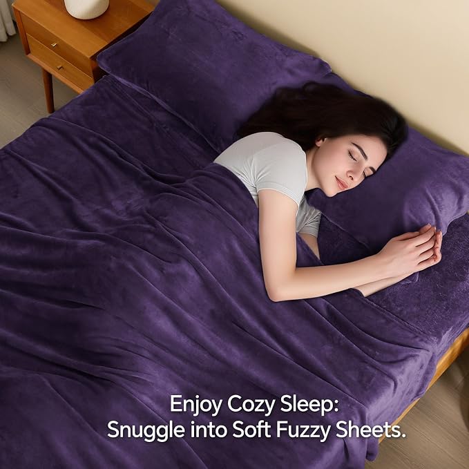 BEDELITE Flannel Sheets Queen Size Purple - Image 3