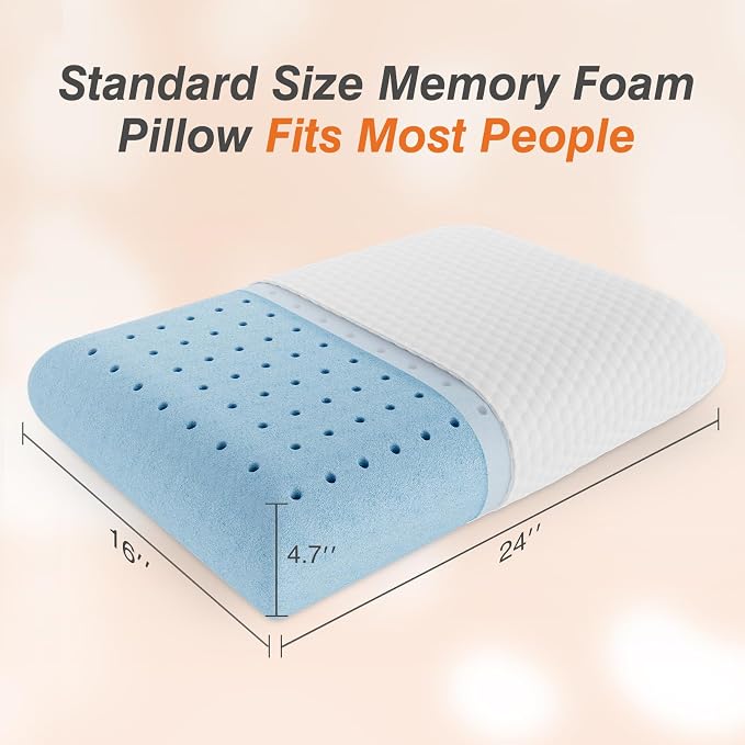 DUMOS Memory Foam Pillows for Sleeping 2 Pack, Bed Pillows for Adults - Image 7