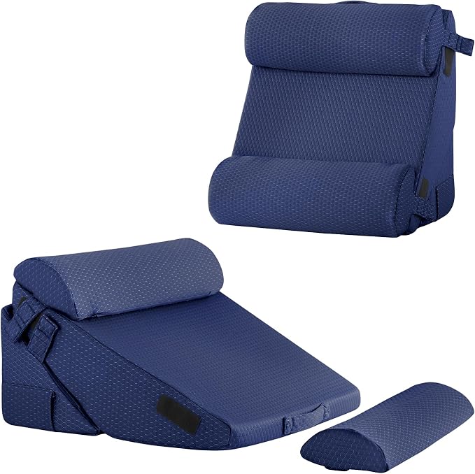 Bedluxe Adjustable 4pcs Bed Wedge Pillow Set, Memory Foam Wedges Pillow Post by Bedluxe