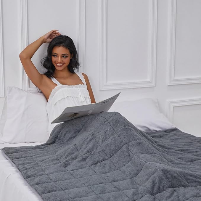 Sherpa Weighted Blanket for Adults, 15 lbs Furry Bed Blanket for Deep Sleep - Image 4