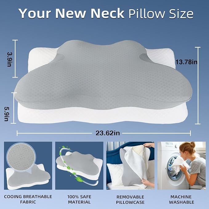 Cervical Neck Pillow for Sleeping, Adjustable Ergonomic Pillow, Contour Neck - Image 7