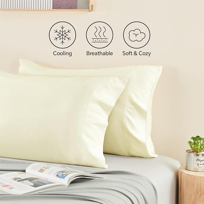 BEDELITE Standard Pillow Cases Set of 2, Rayon Derived from Bamboo, Cooling - Image 4