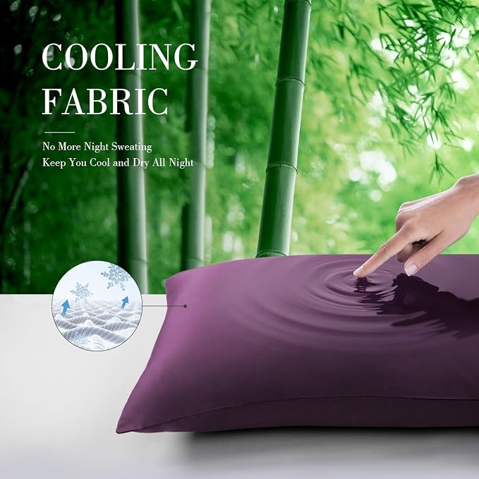 WishSmile Cooling Queen Pillowcases Set of 2 Breathable Cool Silky Soft Rayon - Image 3