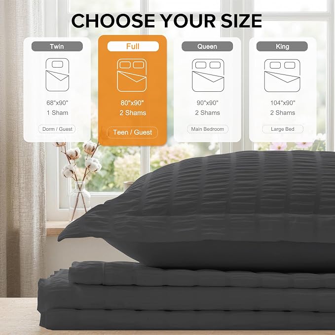 Cozyide Dark Grey Duvet Cover Full Size, 3 Pieces Bedding Duvet Covers - Image 3