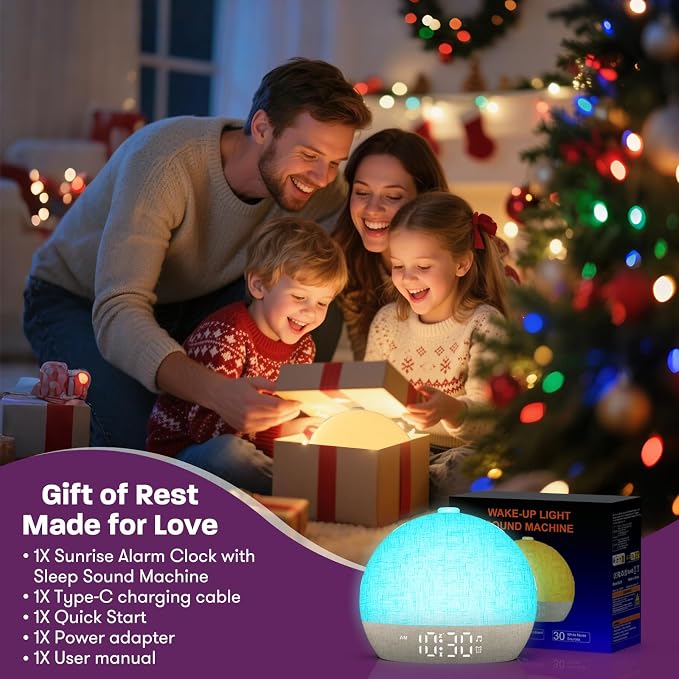 Wake Up Light Sunrise Alarm Clock, Dimmable Night Lights, Sleep Aid, Loud Alarm - Image 7