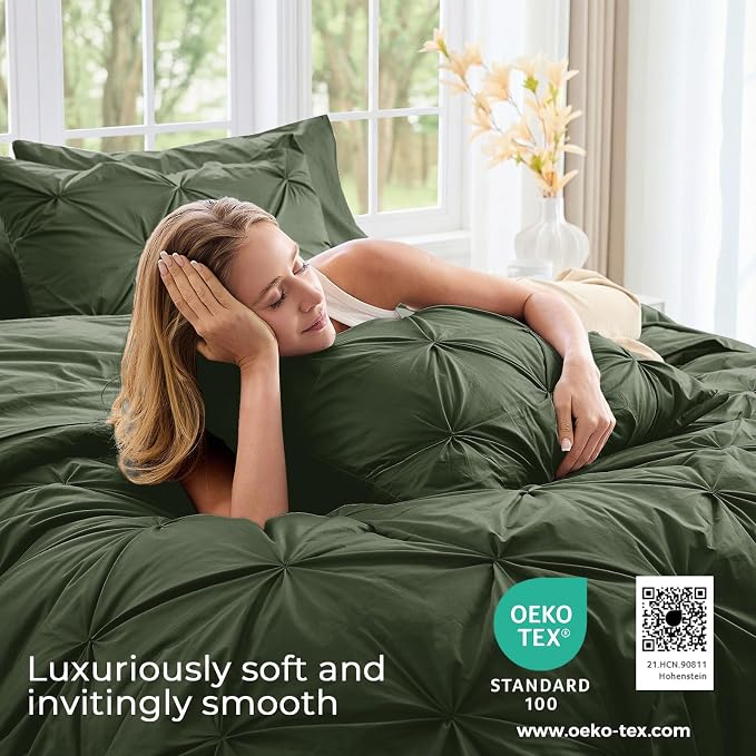 Sasttie King Size Comforter Set, 7-Piece Bed in a Bag, Pintuck Bedding Sets - Image 3