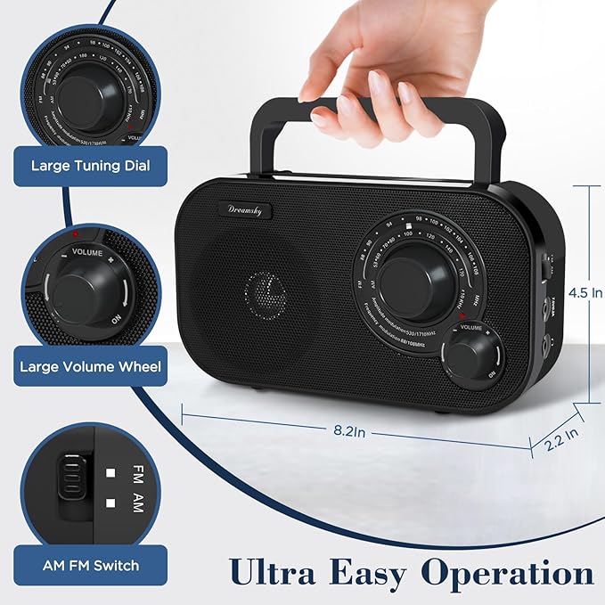 DreamSky AM FM Portable Radio Plug in Wall or Battery Operated - Image 3