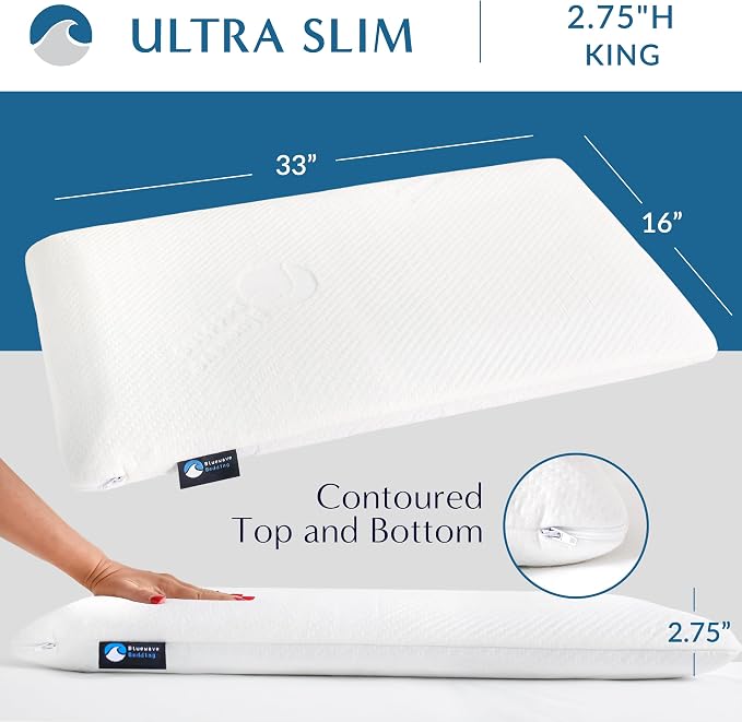 Bluewave Bedding Ultra Slim Gel Memory Foam Pillow - Image 2