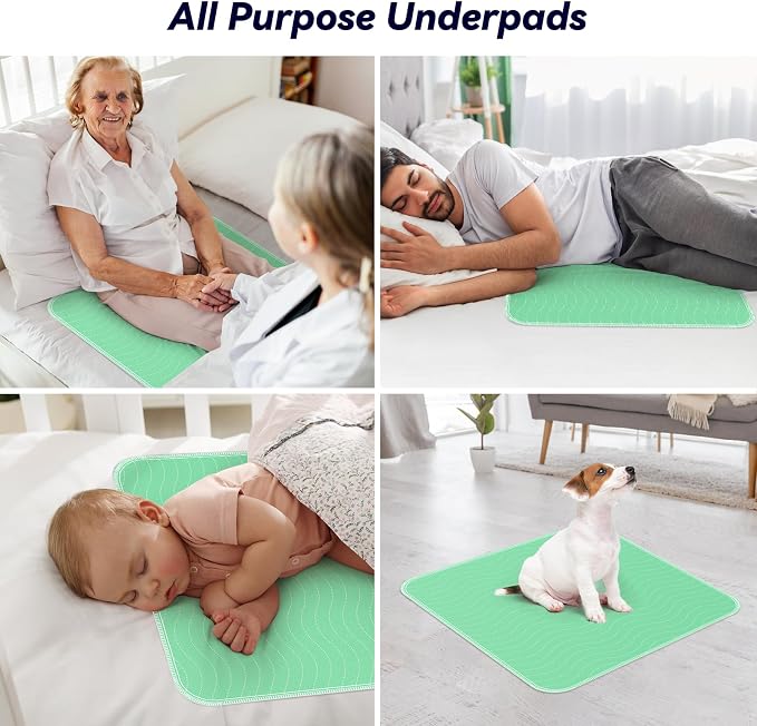 6 Pack 24” x 24” Extra Heavy Absorbency Washable Underpads, Waterproof Nursing - Image 7