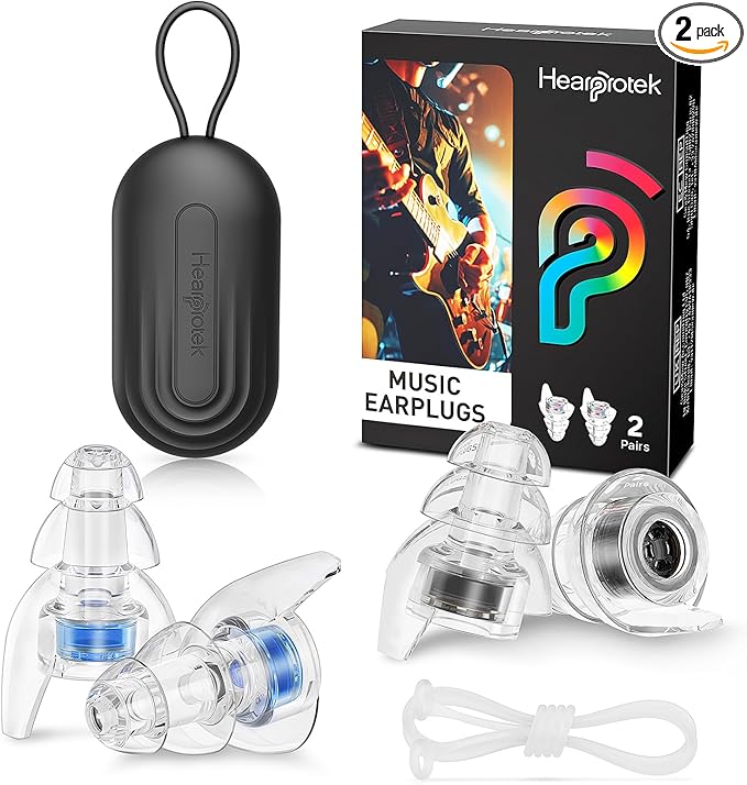 Hearprotek Concert Ear Plugs, 2Pairs Reusable high Fidelity Musician Ear Plugs by Hearprotek