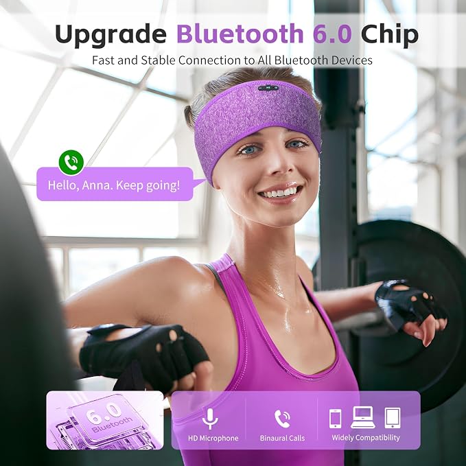 Sleep Headphones Bluetooth 6.0 Headband, 20Hr Headband Headphones - Image 3
